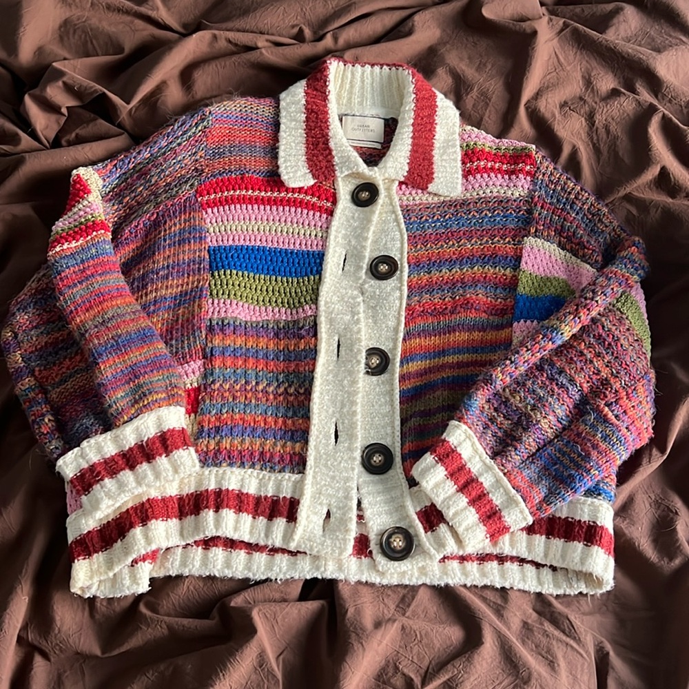 Urban outfitters colorful chunky knit oversized cardigan. Size small.